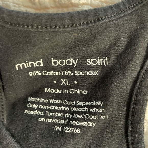 Mind body spirit size XL black racerback tank top - Picture 2 of 3